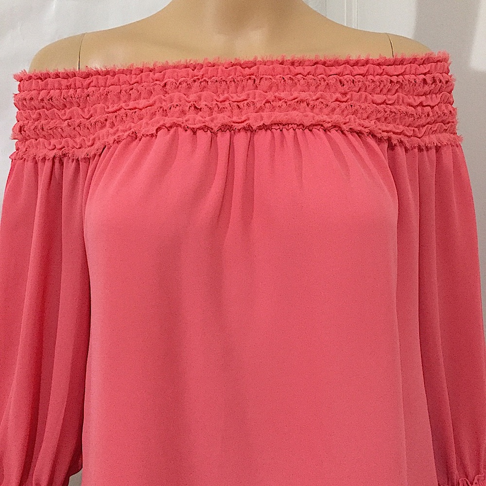 White House Black Market Smocked Ruffle Top - Picture 4 of 16